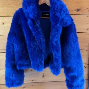 Blue faux fur coat